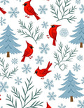 Red Cardinals Winter Snowy Trees Snowflakes Rug