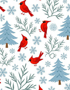 Red Cardinals Winter Snowy Trees Snowflakes Rug