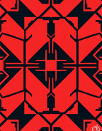 Bold Red Geometric Symmetry Rug