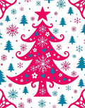 Crimson Fuchsia Snowflake Christmas Tree Rug