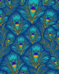 Vibrant Teal Peacock Feather Medallion Rug