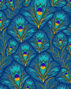 Vibrant Teal Peacock Feather Medallion Rug