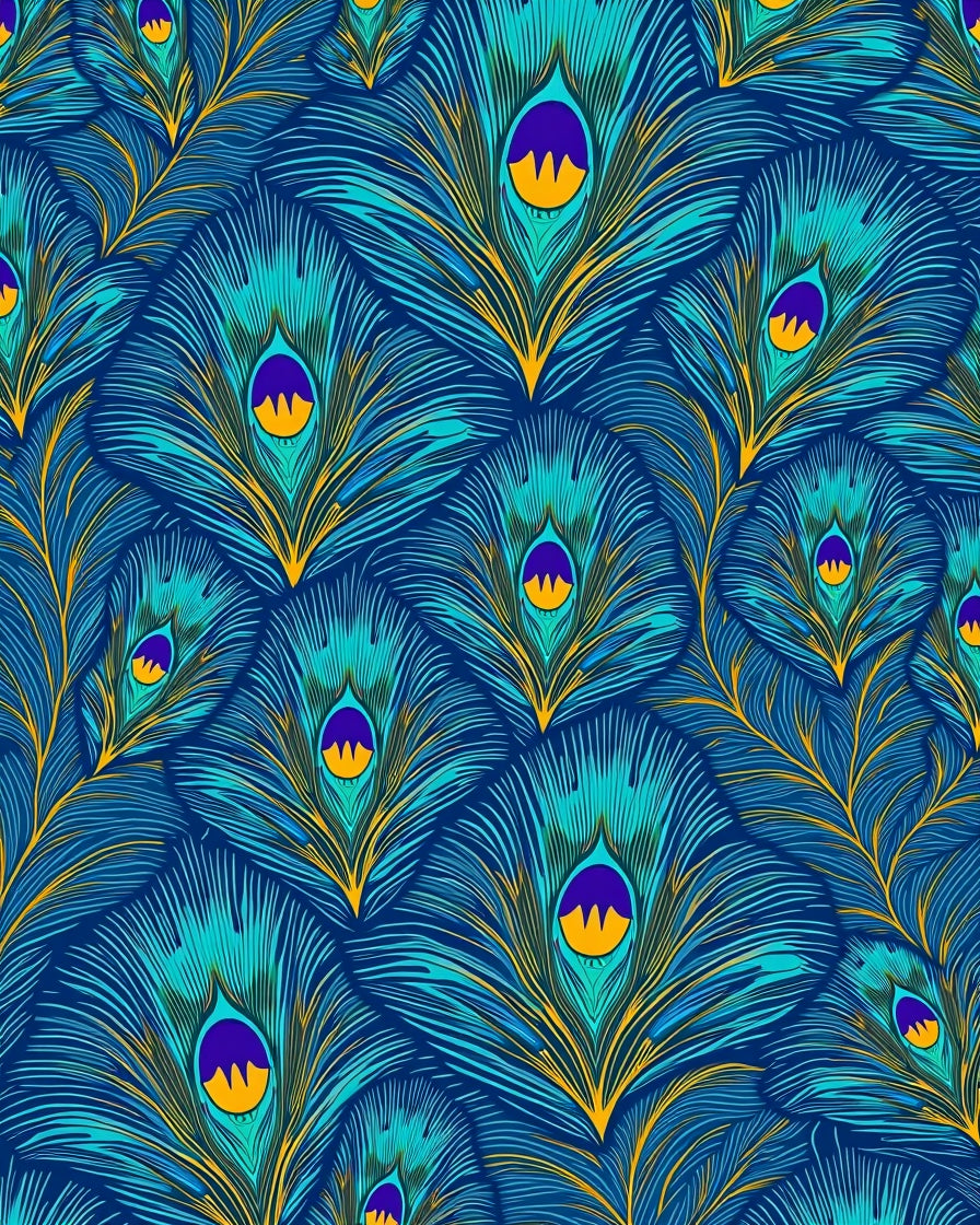 Vibrant Teal Peacock Feather Medallion Rug