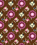 Brown Whimsical Pink Cat Flower Rug