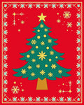 Christmas Tree Red Snowflake Border Rug