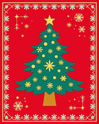 Christmas Tree Red Snowflake Border Rug