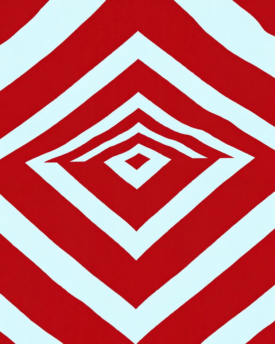 Crimson Diamond Chevron Optical Illusion Rug