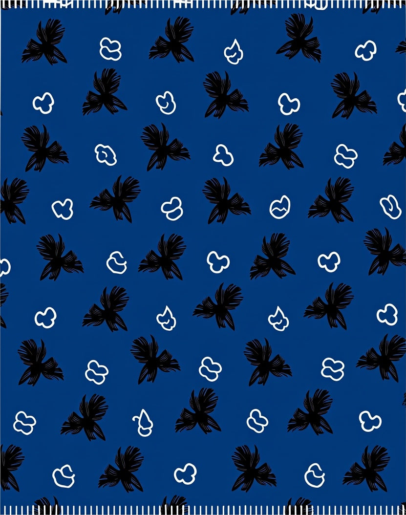 Black Floral White Cloud Cobalt Rug