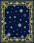 Deep Blue Snowflake Botanical Border Rug