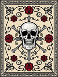 Crimson Skull Roses Baroque Border Rug