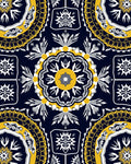 Navajo Inspired Medallion Blue Yellow Rug