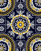Navajo Inspired Medallion Blue Yellow Rug