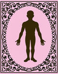 Black Silhouette Human Figure Oval Frame Rug