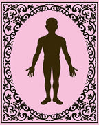 Black Silhouette Human Figure Oval Frame Rug