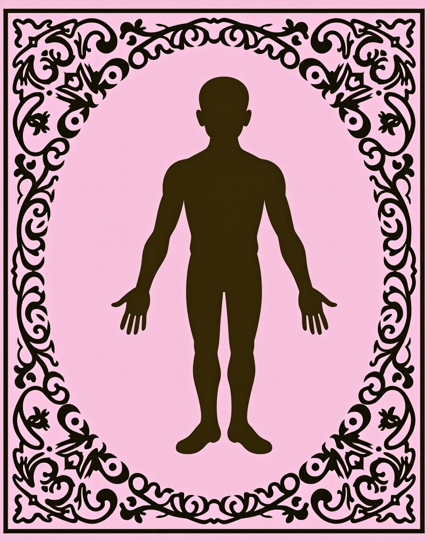 Black Silhouette Human Figure Oval Frame Rug