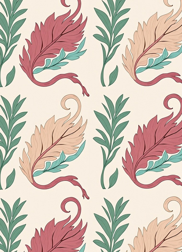Vintage Floral Swirl Leaf Collection Rug