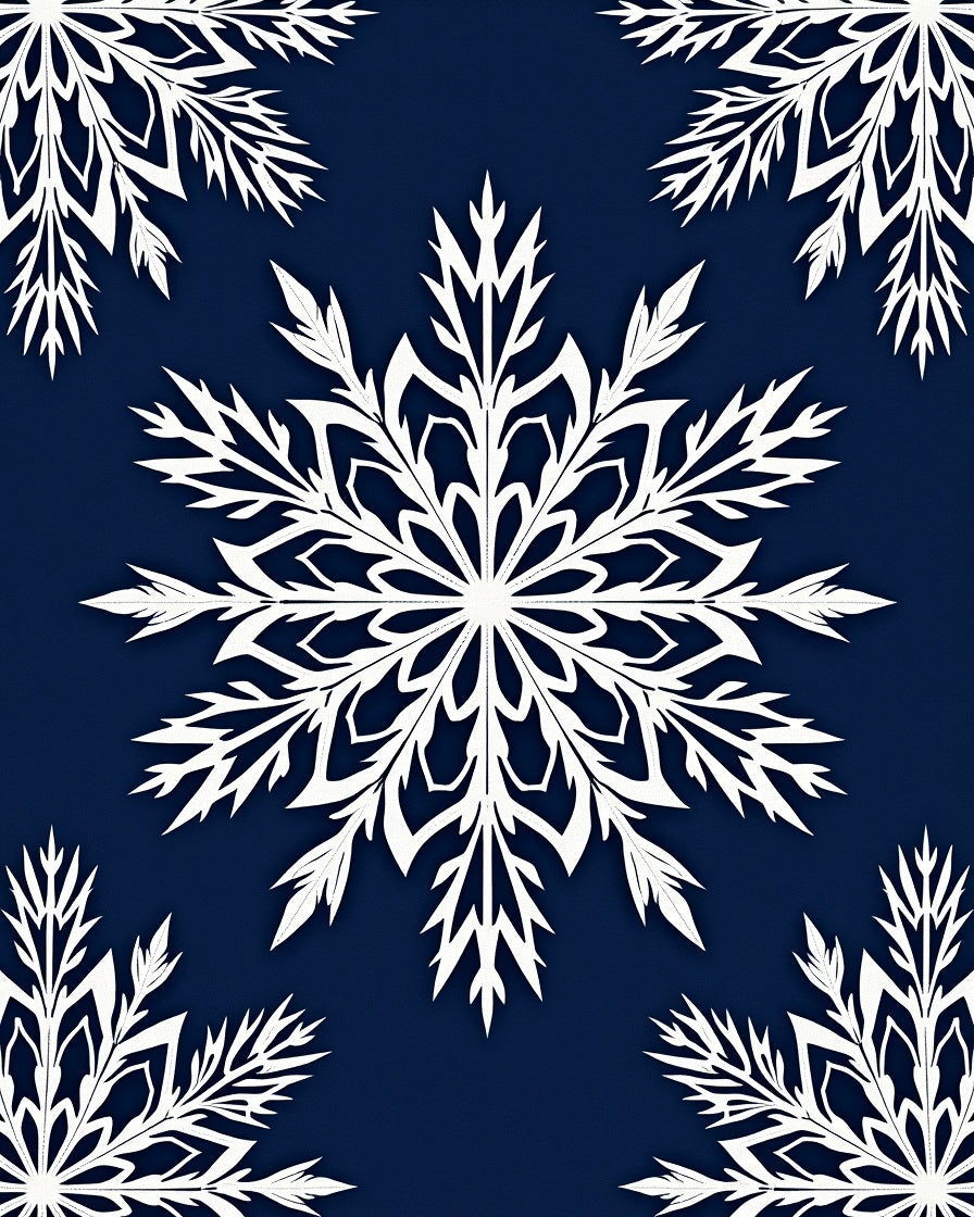 White Snowflake On Deep Blue Rug