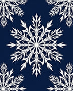 White Snowflake On Deep Blue Rug