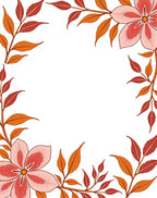 Coral Pink Floral Autumn Leaf Vine Rug