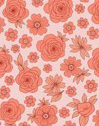 Coral Blooming Garden Floral Medley Rug