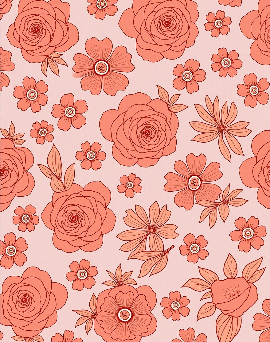 Coral Blooming Garden Floral Medley Rug