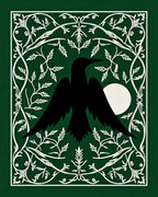 Black Crow Moon Emerald Frame Botanical Rug