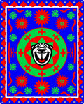 Bold Dog Face Red Green Medallion Rug