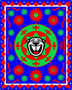 Bold Dog Face Red Green Medallion Rug