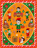 Joyful Elves Christmas Present Scene Rug