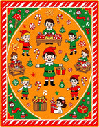 Joyful Elves Christmas Present Scene Rug