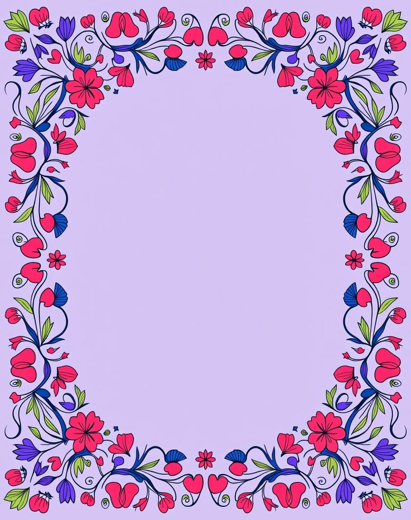 Vibrant Crimson Floral Swirl Border Rug