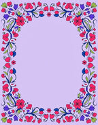 Vibrant Crimson Floral Swirl Border Rug