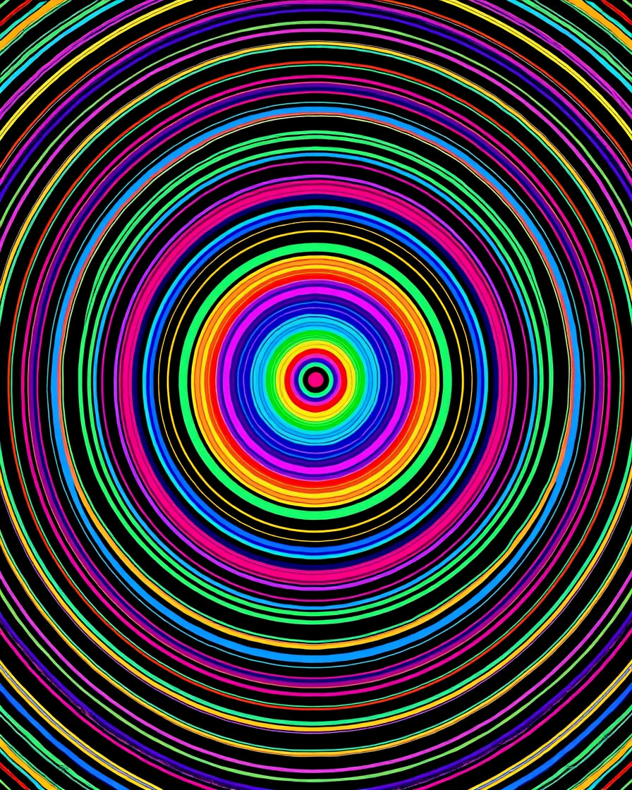 Vibrant Rainbow Concentric Circles Rug