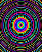 Vibrant Rainbow Concentric Circles Rug