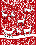 Classic Red White Deer Spirals Rug