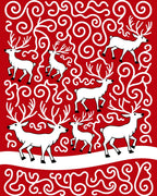 Classic Red White Deer Spirals Rug