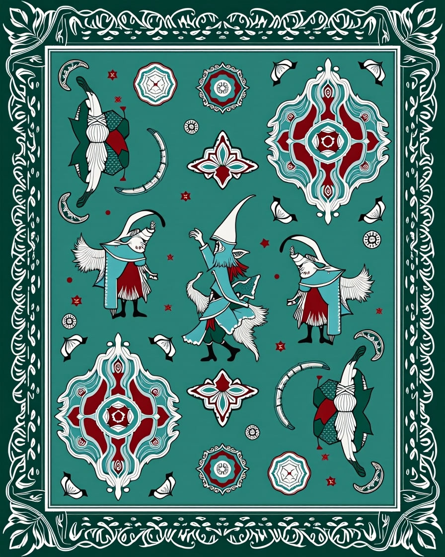 Enchanted Forest Bird Tribe Medallion Rug