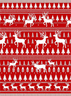 Festive Red White Reindeer Forest Rug