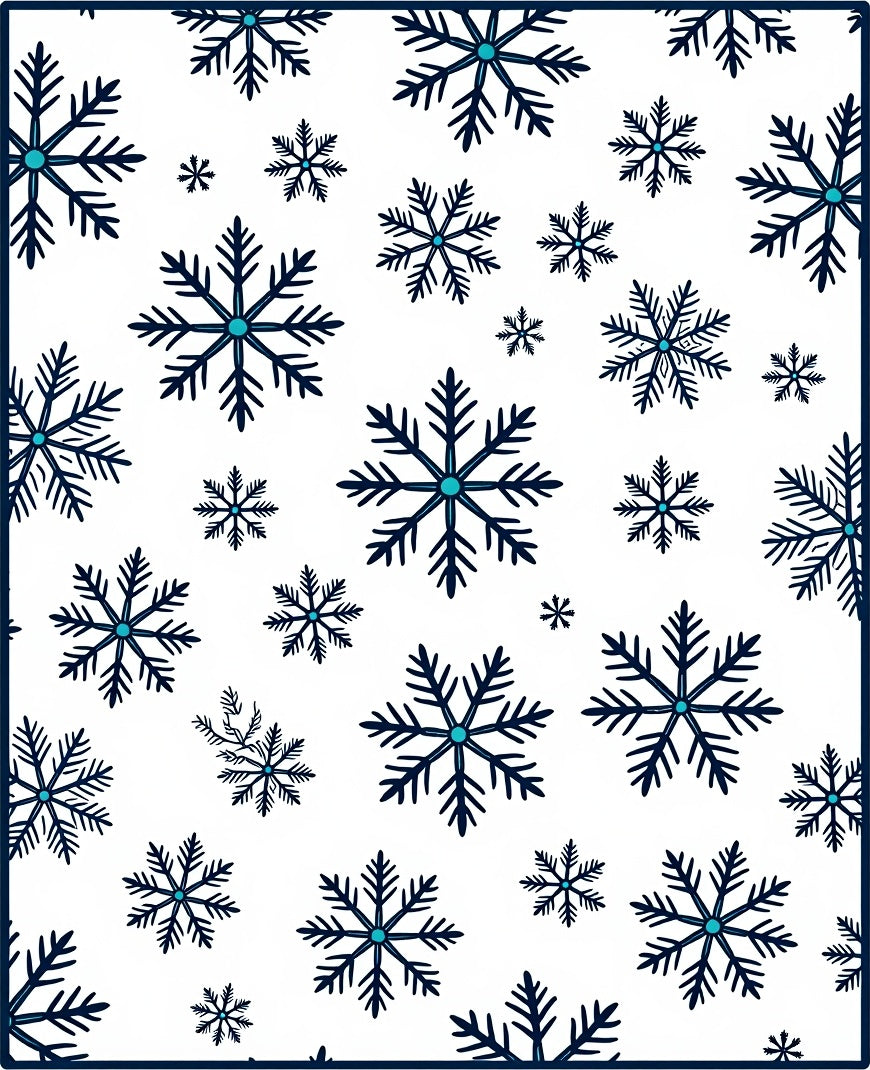 Dark Blue Snowflake Winter Scatter Rug