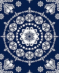 Deep Blue Intricate Floral Medallion Rug