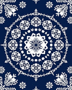 Deep Blue Intricate Floral Medallion Rug