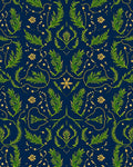 Deep Blue Green Botanical Flourish Rug