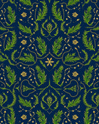 Deep Blue Green Botanical Flourish Rug