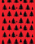 Black Fir Trees on Red Background Rug