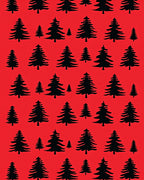 Black Fir Trees on Red Background Rug