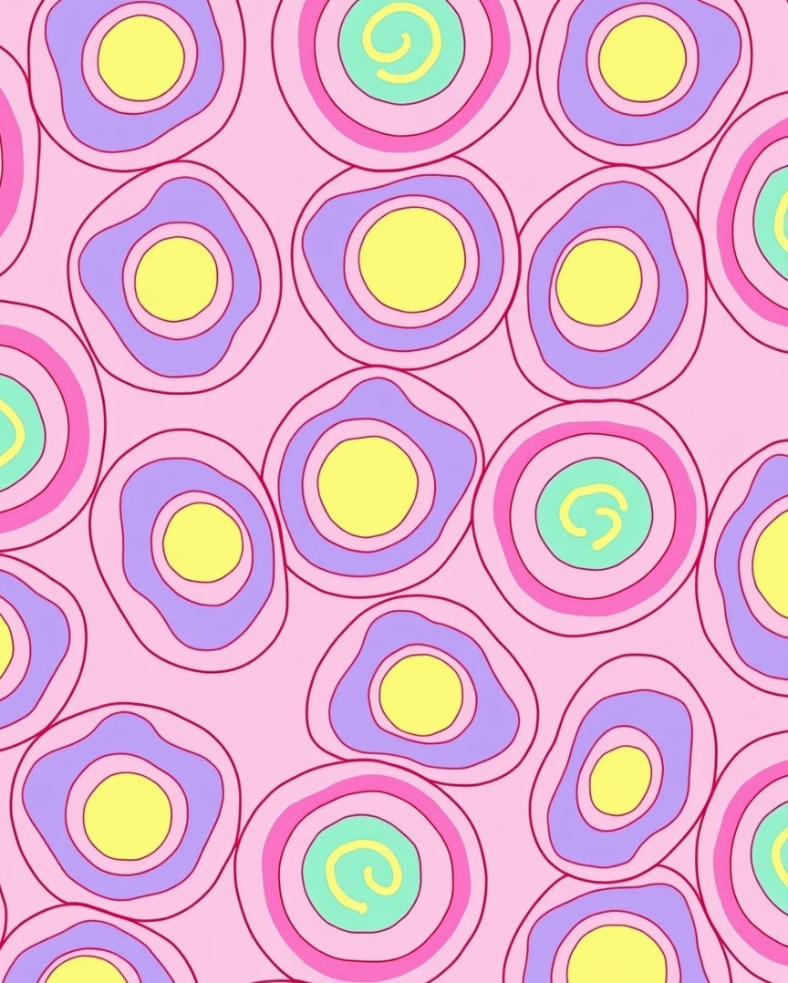 Pink Pastel Abstract Circles Swirl Rug
