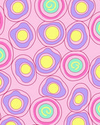 Pink Pastel Abstract Circles Swirl Rug