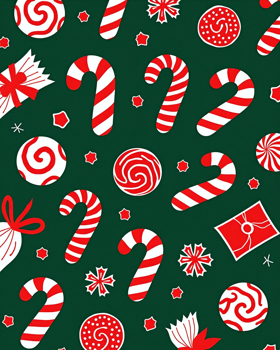 Festive Red White Candy Cane Swirl Rug