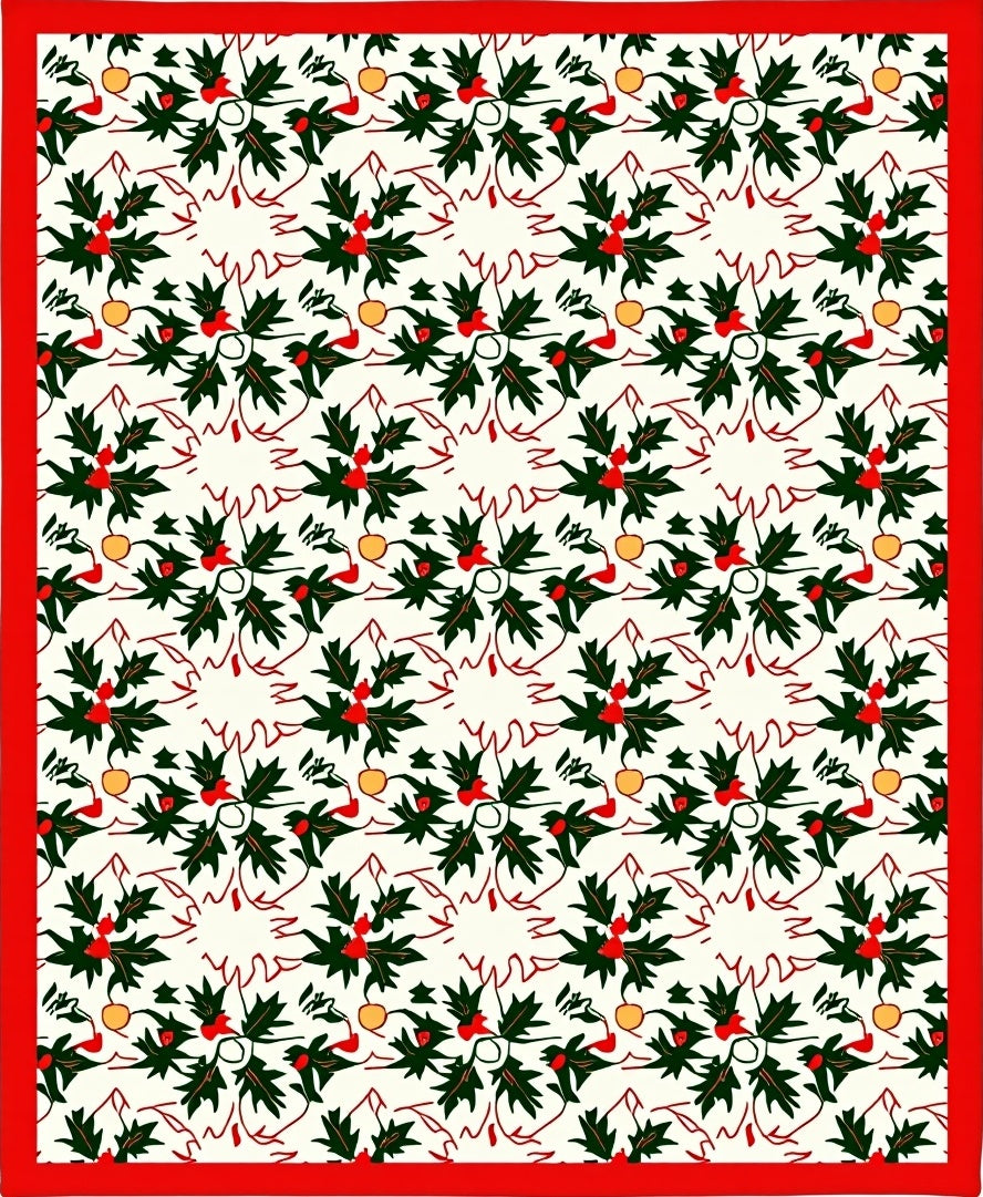 Festive Holly Berry Kaleidoscope Border Rug