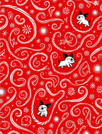 Holiday Red White Puppy Swirls Rug